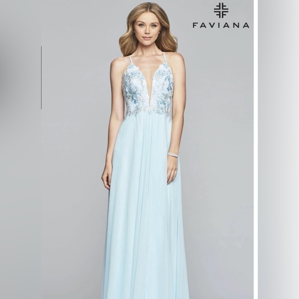 Faviana Sky Blue Prom Dress